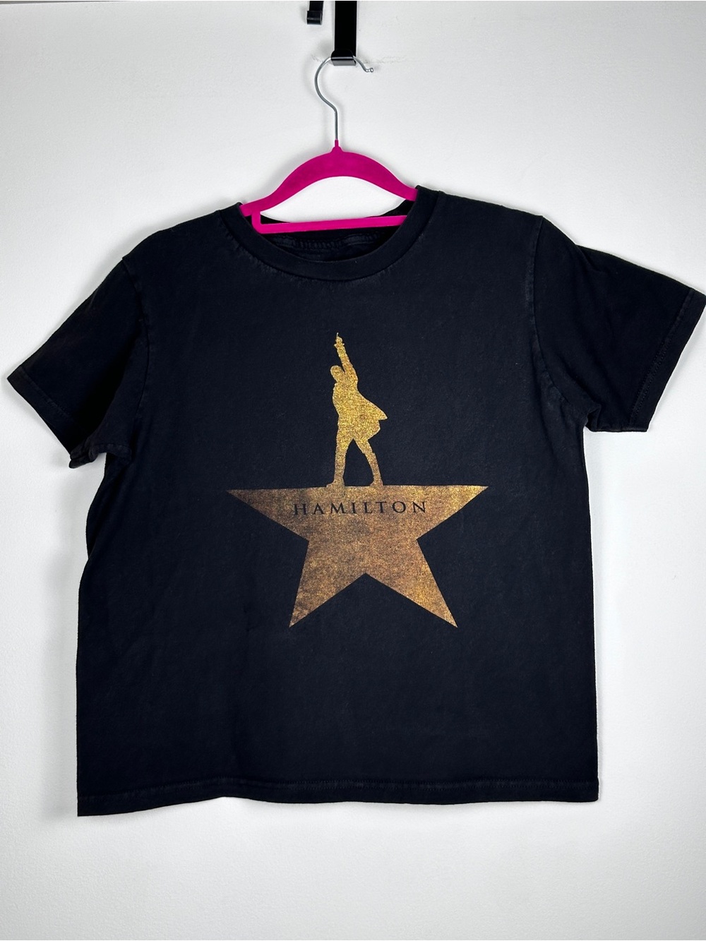 Hamilton Broadway Musical Gold Star Black T-Shirt Youth Large